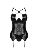 Koronkowy gorset i stringi Norides Obsessive czarne XS/S Obsessive