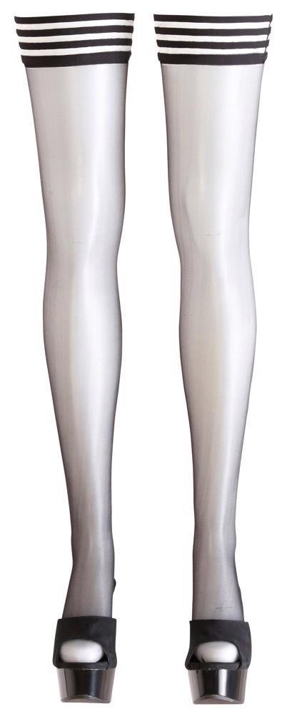 Pończochy samonośne Cottelli LEGWEAR czarne z pasiastą górą 17 den Cottelli LEGWEAR