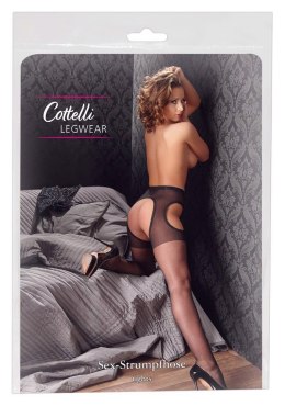 Rajstopy erotyczne Cottelli LEGWEAR czarne S/M z koronką Cottelli LEGWEAR