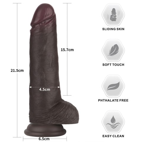 8.5'' Sliding Skin Pro II Dual Layer Silicone Dong (Black)