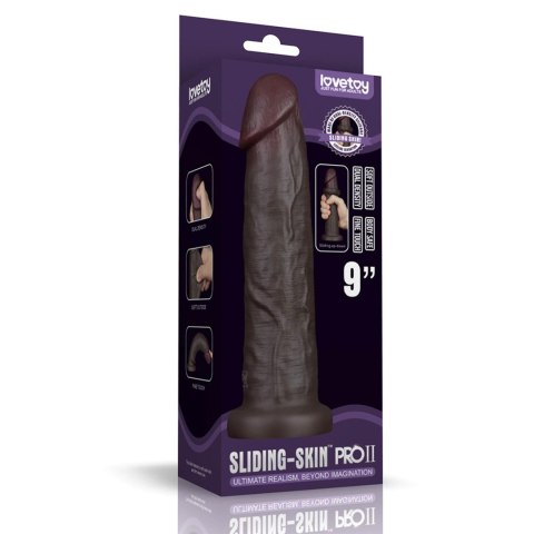 9'' Sliding Skin Pro II Dual Layer Silicone Dong (Black)