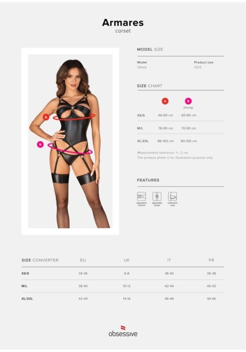 Gorset i stringi Armares Obsessive czarny M/L Obsessive