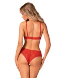 Komplet koronkowej bielizny asymetryczny Obsessive Atenica czerwony M/L Obsessive