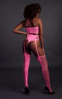 Neonowy komplet Ouch! crop top i pończochy różowy XS/XL Ouch!