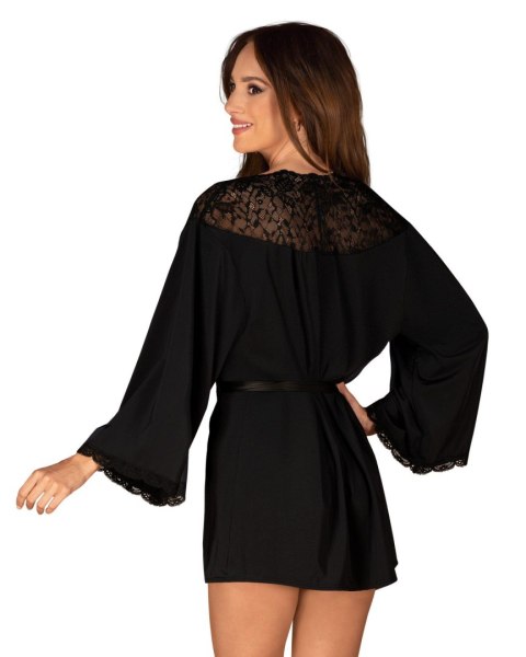Peniuar Obsessive Bellastia czarny koronkowy XL/2XL Obsessive