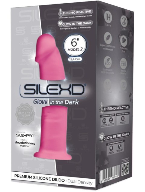 Realistyczne dildo silikonowe Silexd różowe świecące 15 cm Silexd