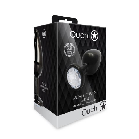 Duży korek analny z okrągłym klejnotem Ouch! 8 cm Ouch!