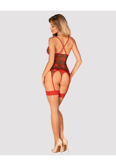 Gorset koronkowy świąteczny Obsessive czerwony XL 2XL Obsessive