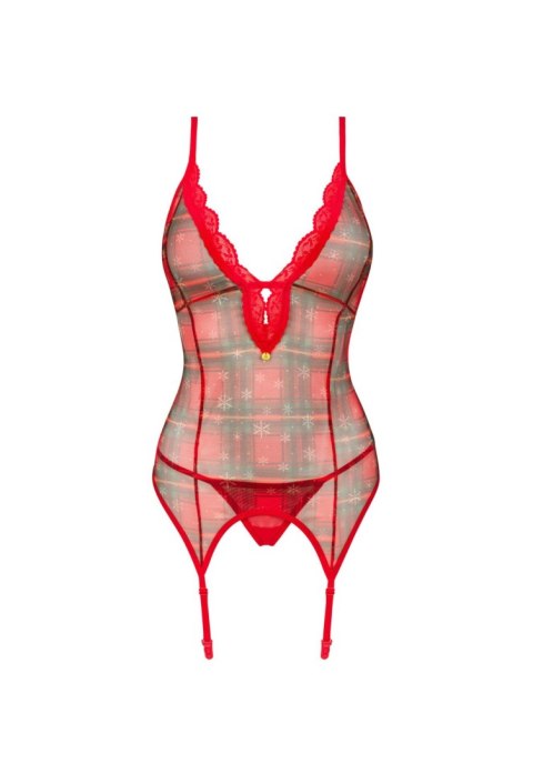 Gorset koronkowy świąteczny Obsessive czerwony XL 2XL Obsessive