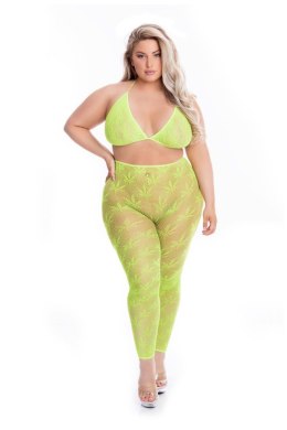 Komplet bielizny All About Leaf siatkowy zielony plus size Pink Lipstick Pink Lipstick Lingerie