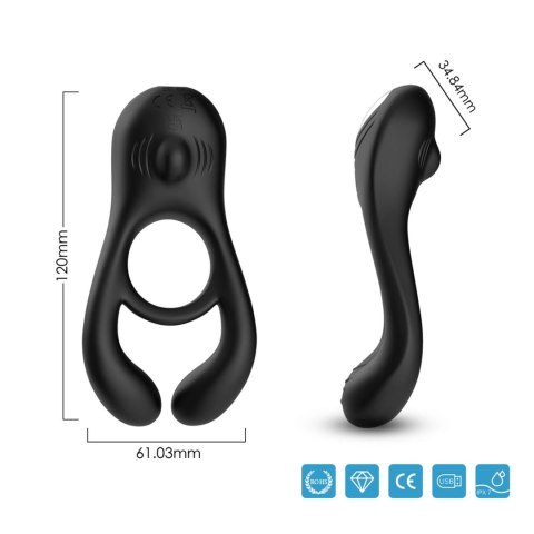 Pierścień erekcyjny wibrujący Veyron czarny 9 trybów USB silikonowy B - Series Joy