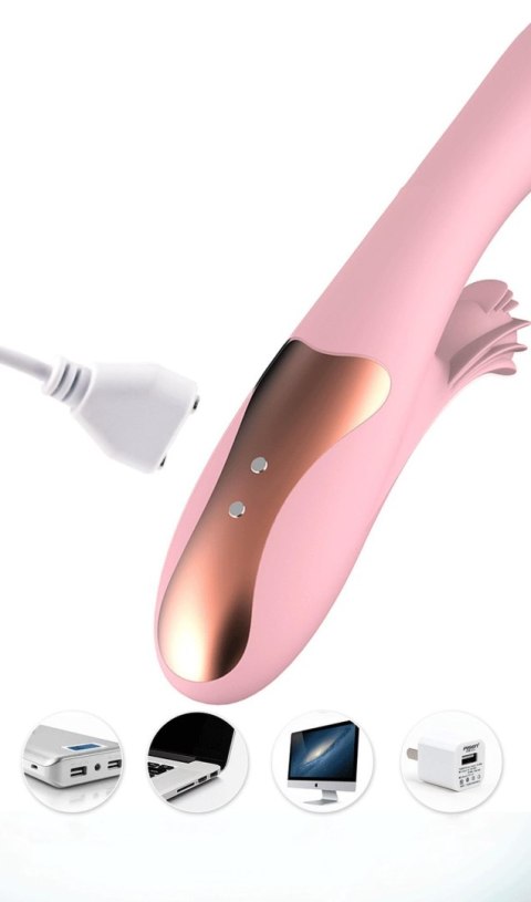 Wibrator Lilo dwusilnikowy silikonowy podgrzewany fioletowy USB B - Series Lyla