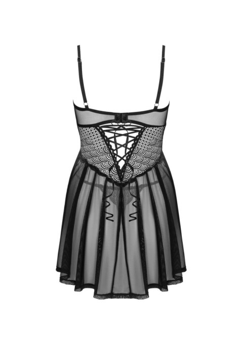 Babydoll i stringi Obsessive Chemeris czarny M/L Obsessive
