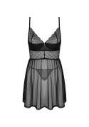 Babydoll i stringi Obsessive Chemeris czarny XS/S Obsessive