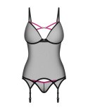 Gorset i stringi Obsessive Novenes czarny M/L Obsessive