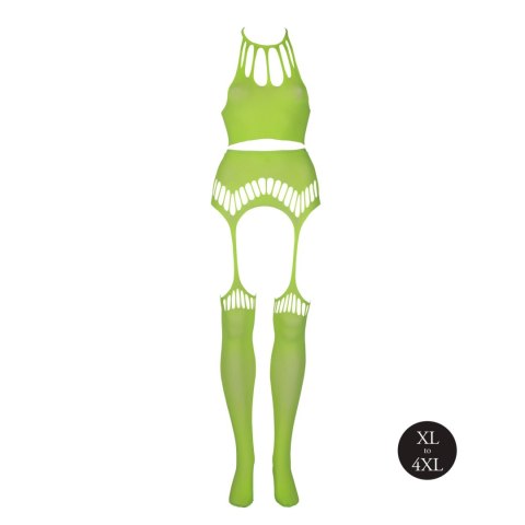 Neonowy komplet Ouch! UV crop top i pończochy XL XXXXL Ouch!