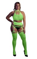 Neonowy komplet Ouch! UV crop top i pończochy XL XXXXL Ouch!