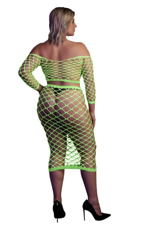 Neonowy komplet bielizny Ouch top z rękawem i spódnica XL XXXXL Ouch!