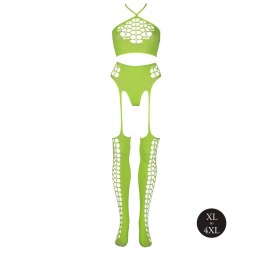 Ouch! Neonowy komplet bielizny crop top i pończochy XL/XXXXL Ouch!