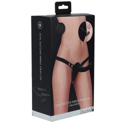 Strap on silikonowy Ouch z podwójnym dildo regulowany czarny Ouch!