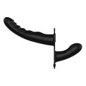 Strap on silikonowy Ouch z podwójnym dildo regulowany czarny Ouch!