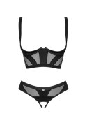Komplet bielizny erotycznej Obsessive Chic Amoria otwarty czarny XS/S Obsessive