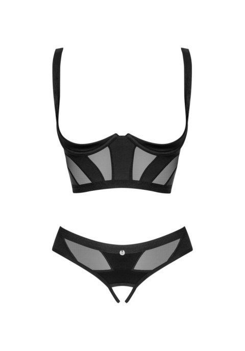Komplet bielizny erotycznej Obsessive Chic Amoria otwarty czarny XS/S Obsessive