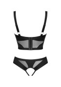 Komplet bielizny erotycznej Obsessive Chic Amoria otwarty czarny XS/S Obsessive