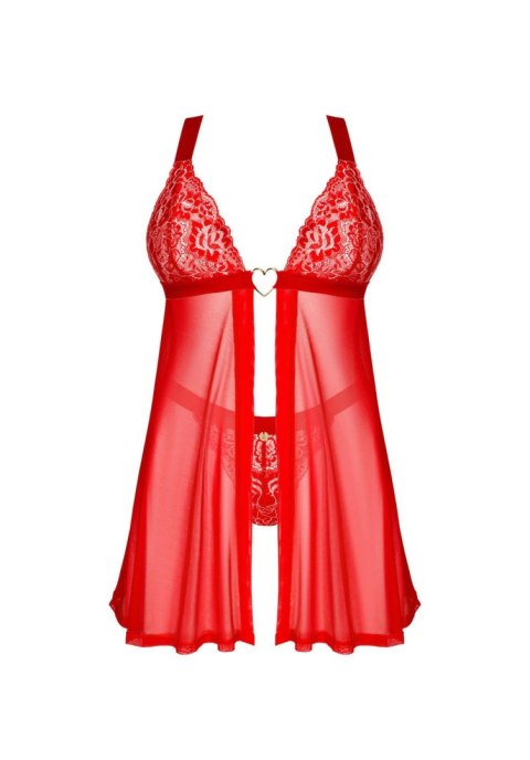 Koronkowy babydoll i stringi Obsessive czerwony M/L Obsessive