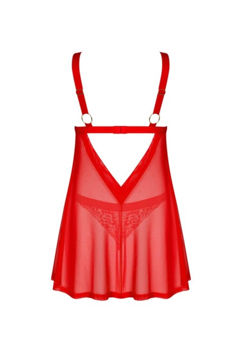 Koronkowy babydoll i stringi Obsessive czerwony M/L Obsessive
