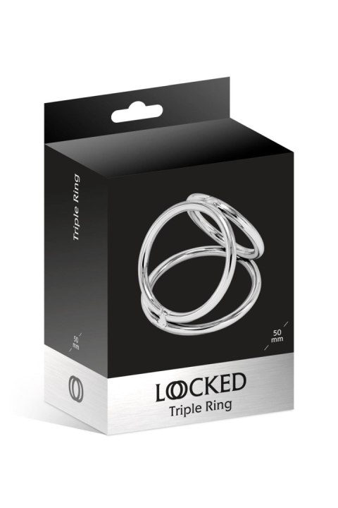 Pierścień erekcyjny Triple Ring Locked stal nierdzewna 50 37 45 mm Locked