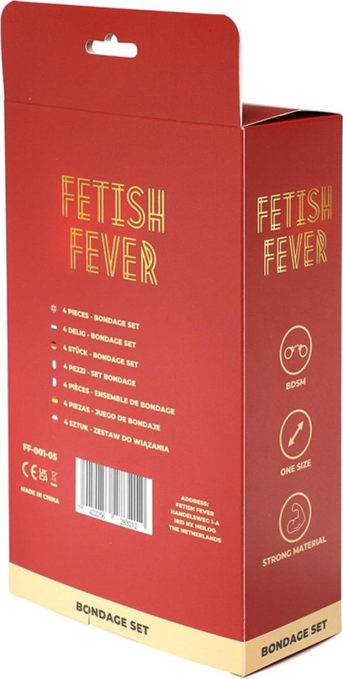 Zestaw bondage Fetish Fever mankiety maska piórka czarny 4 sztuki Fetish Fever