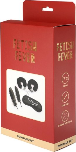 Zestaw bondage Fetish Fever mankiety maska piórka czarny 4 sztuki Fetish Fever