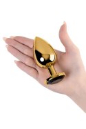 Korek analny metalowy TOYFA złoty z różowym kryształkiem 9,5 cm Metal by TOYFA