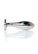 Korek analny ze stali nierdzewnej z diamencikiem HeavyFun srebrny 9 cm B - Series HeavyFun
