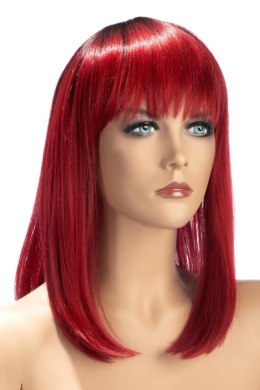 Peruka długa błyszcząca ciemnoczerwona Elvira World Wigs z grzywką WORLD WIGS