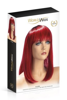 Peruka długa błyszcząca ciemnoczerwona Elvira World Wigs z grzywką WORLD WIGS