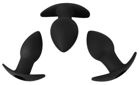 Zestaw plugów analnych wibrujących Black Velvets silikonowy USB 3 sztuki Black Velvets