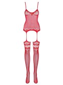 Bodystocking Obsessive F214 kwiatowy czerwony S/M/L Obsessive
