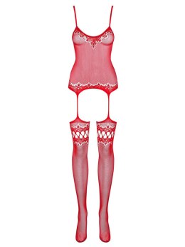 Bodystocking Obsessive F214 kwiatowy czerwony S/M/L Obsessive