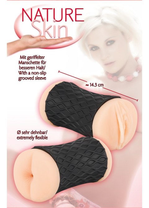 Masturbator Nature Skin z pochwą i odbytem skóra 14 cm Nature Skin