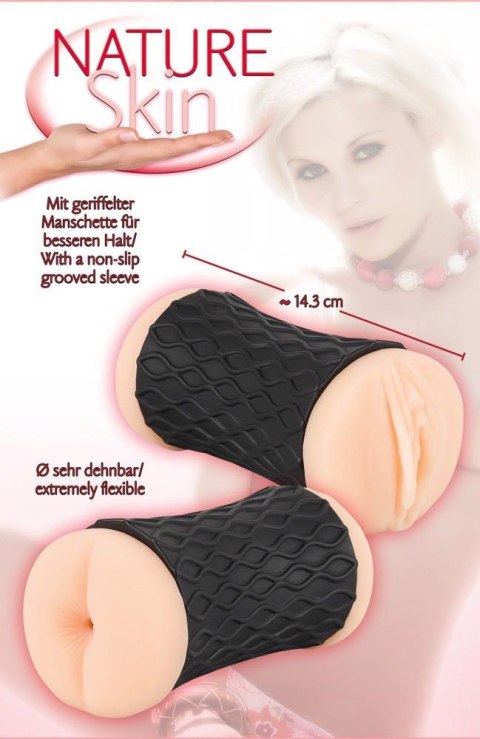 Masturbator Nature Skin z pochwą i odbytem skóra 14 cm Nature Skin
