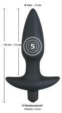 Wibrujący korek analny Black Velvets silikonowy czarny 15 cm Black Velvets