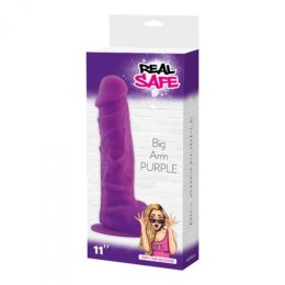 Dildo realistyczne silikonowe z jądrami Real Safe fioletowe Real Safe