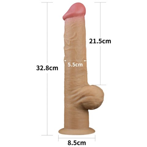 Dildo realistyczne dwuwarstwowe silikonowe z uchwytem Lovetoy 32 cm Lovetoy