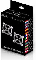 Klipsy na sutki Kinky Pleasure Double Trouble regulowane stal nierdzewna Kinky Pleasure