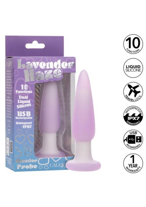 Plug analny wibrujący Calexotics Lavender Haze fioletowy silikonowy CalExotics