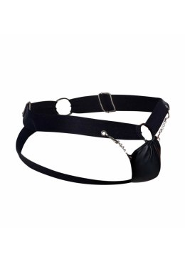 Jockstrap łańcuchowy MOB Eroticwear czarny ze skóry ekologicznej MOB Eroticwear