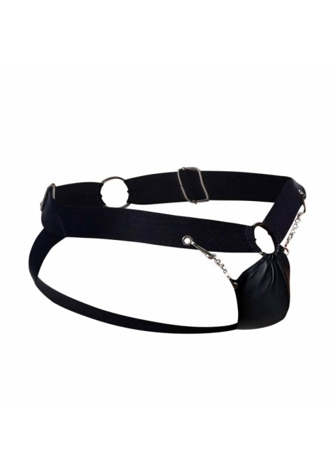 Jockstrap łańcuchowy MOB Eroticwear czarny ze skóry ekologicznej MOB Eroticwear