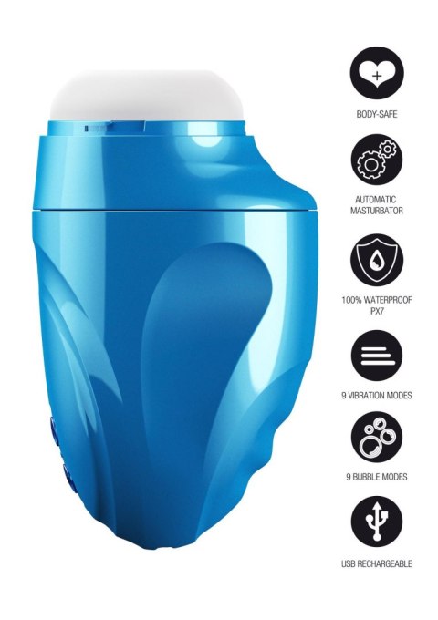 Masturbator Fusion X Aqua Bubble z wibracją niebieski Hidden Desire